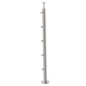 Poteaux ∅42.4mm inox pose à plat  5 barres ∅12mm