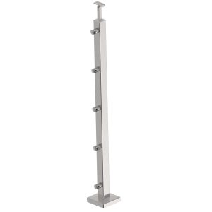 Poteaux 40*40 inox 304 pose à plat  5 barres ∅12mm